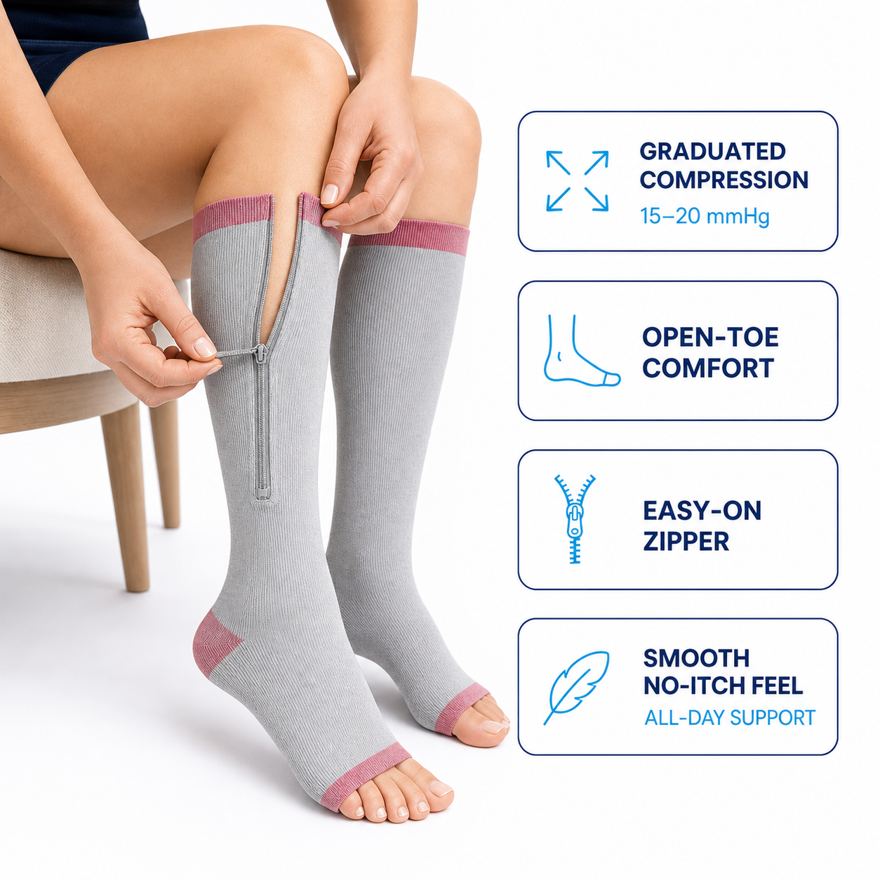 Norevia™ | Easy Zip Open-Toe Compression Socks